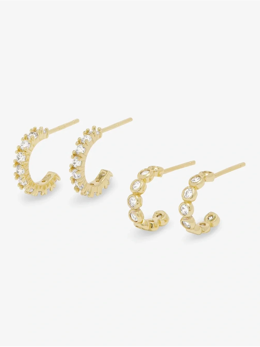 Melinda Maria Gold and White 'They're So Cute' Huggie Earring Set - Picture 2 of 6